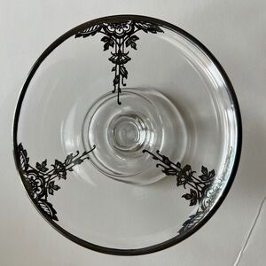 Mid Century Sterling Silver Overlay Crystal Candy Dish Art Deco Design F…